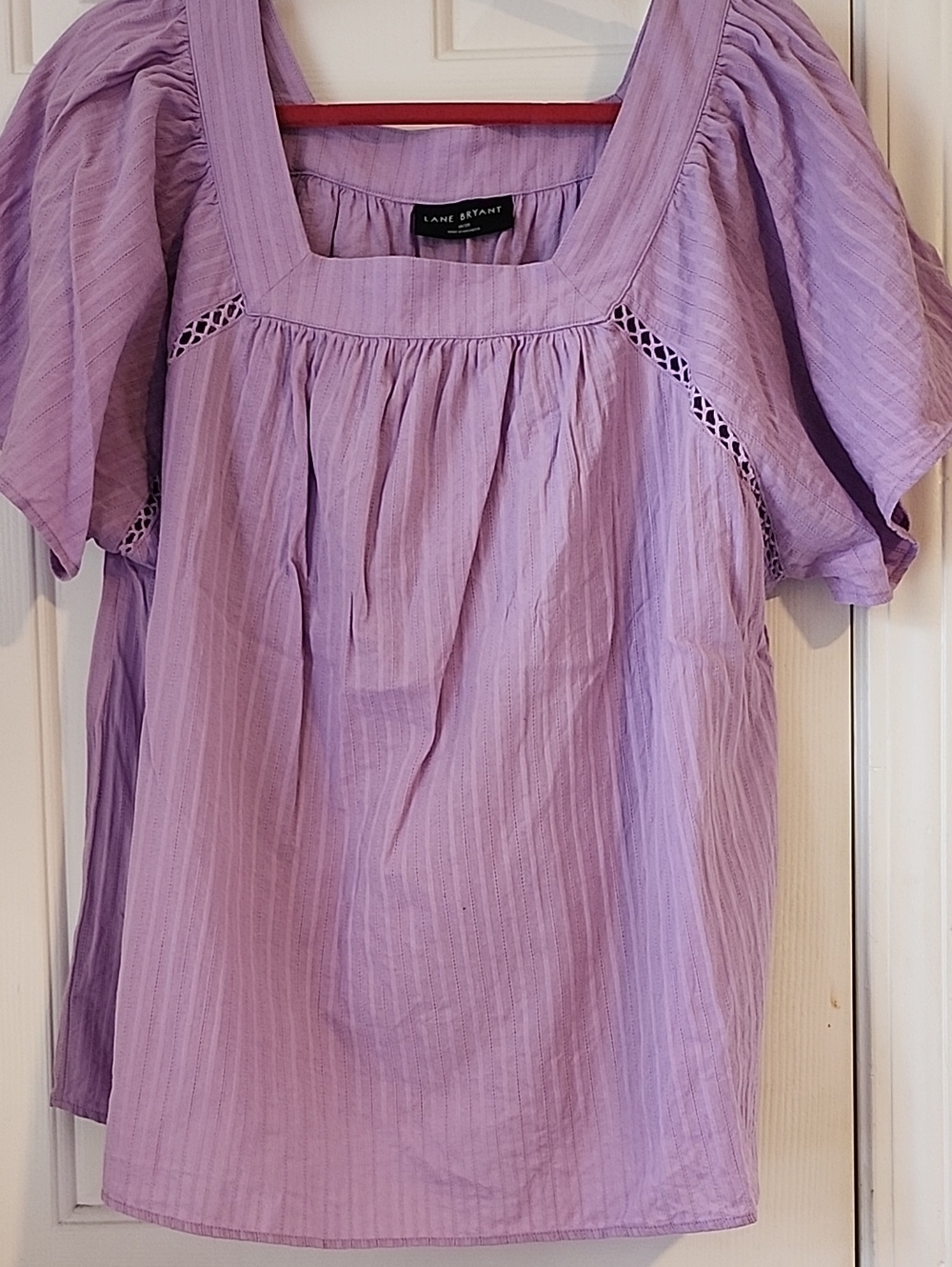 Lane Bryant Lavender Square-Neck Puff Sleeve Blouse